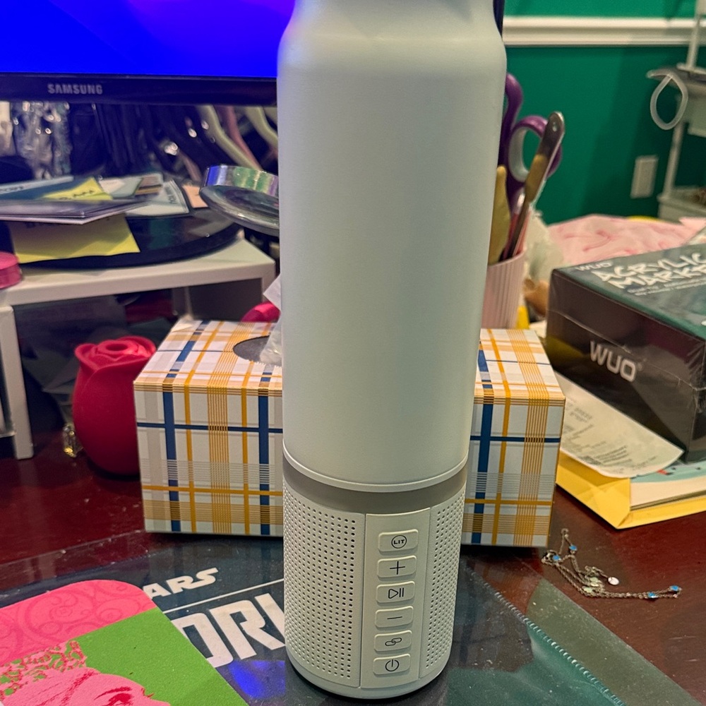 Portable Bluetooth Speaker Water Bottle Combo - White